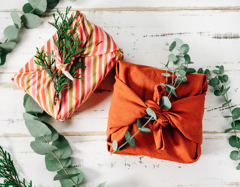 fabric wrapped gifts