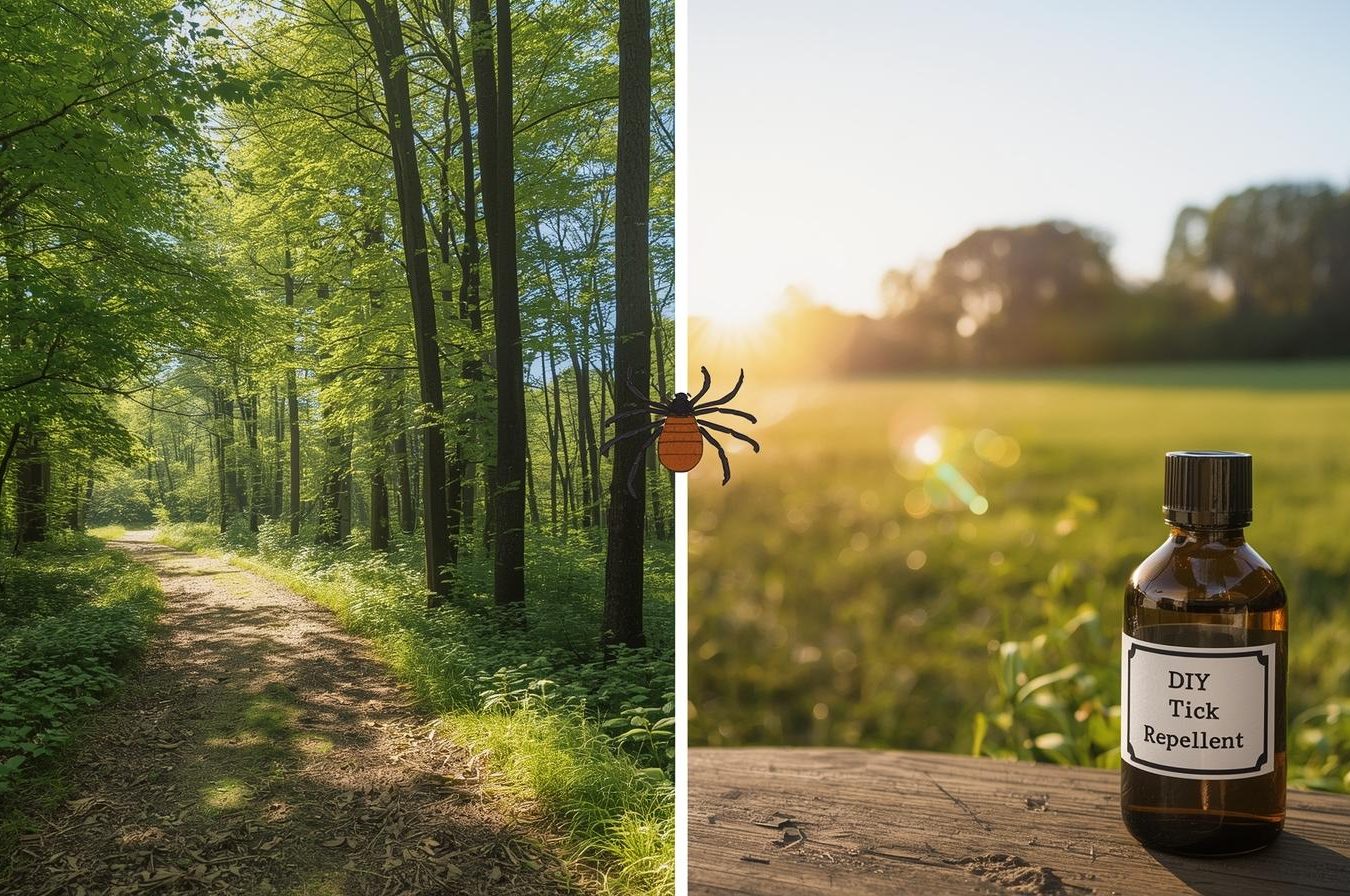 A-beautiful-sun-drenched-outdoor-scene-forest-path-grassy-field-with-a-small-subtle-tick-graphic-in-the-corner-or-a-clear-bottle-of-DIY-tick-repellent